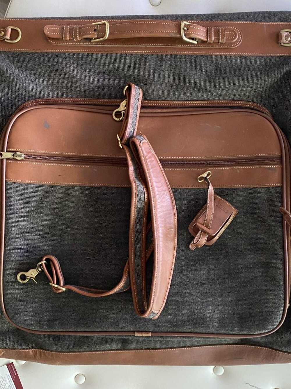 "Coach" Leather and Canvas travel garment bag - USA Made - Beautiful